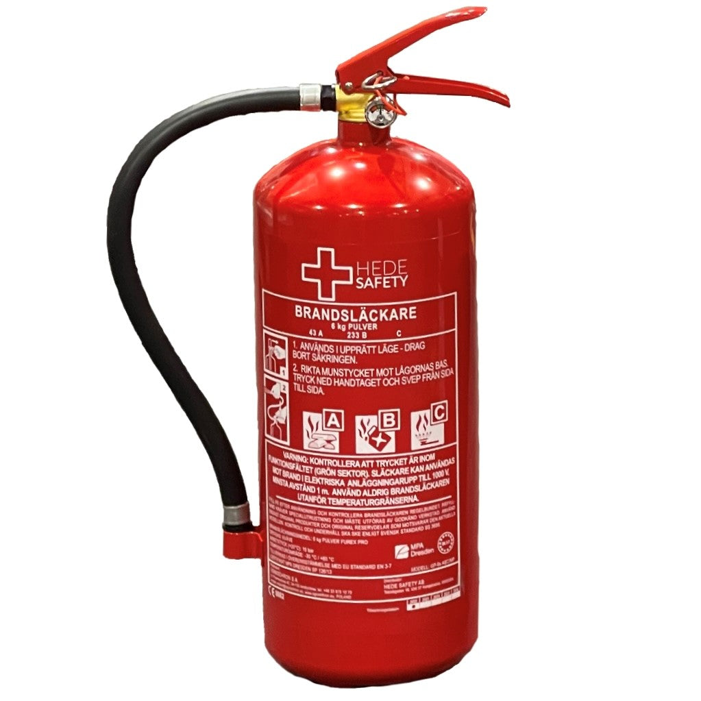 Brandsläckare Pulver 6kg 55A 233BC – Hede Safety